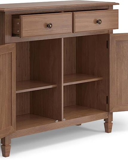 SIMPLIHOME Connaught Solid Wood 40 Inch Wide Traditional Entryway Storage Cabinet in Medium Saddle Brown, for The Living Room, Entryway and Family Room - LeafyLoom