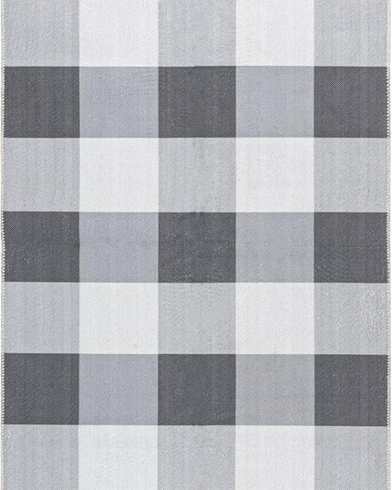 nuLOOM Lucy Machine Washable Farmhouse Buffalo Plaid Runner Rug, 2' 6" x 8', Grey, Rectangular, 0.1" Thick - LeafyLoom