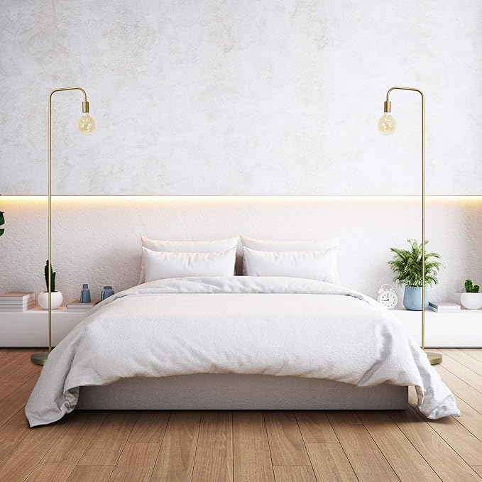 O’Bright Industrial Floor Lamp for Living Room, Metal Lamp, E26 Socket, 70 Inches, Minimalist Design for Decorative Lighting, Stand Lamp for Bedroom, Office, Dorm, Gold - LeafyLoom