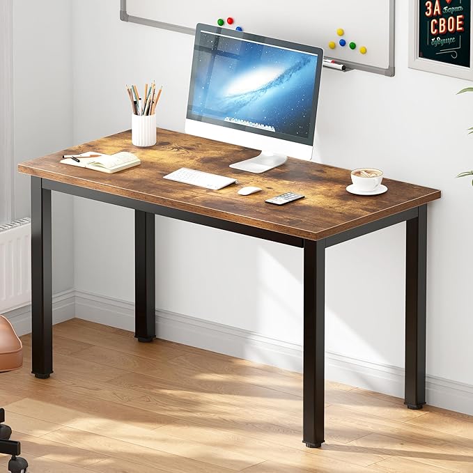 DlandHome Small Computer Desk for Home Office Activity Table Writing Table for Small Spaces Study Table Student Laptop Desk (39 inch, Retro) - LeafyLoom