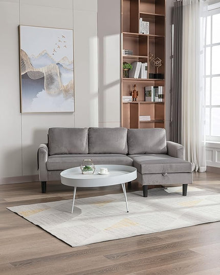 72.44" L-Shaped Reversible Sectional Sofa w/Pull Out Bed & Storage Chaise Lounge,Interior Furniture Comfy Sleeper Corner Couch with 3 Throw Pillows and Pockets,for Dorm,Apartment,Gray - LeafyLoom
