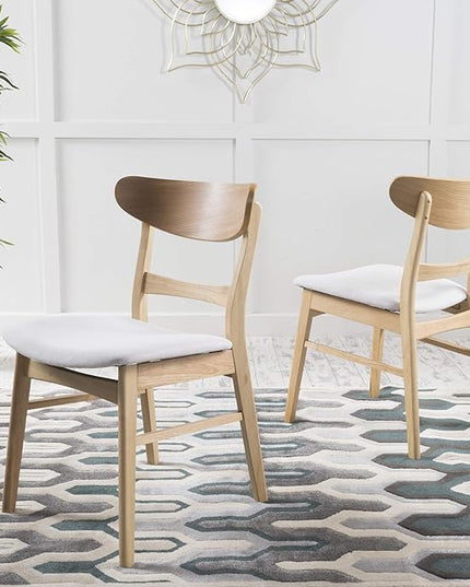Christopher Knight Home Idalia Dining Chairs, 2-Pcs Set, Light Beige / Oak Finish - LeafyLoom
