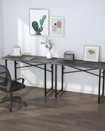 Folding Computer Desk 47 inch Writing Gaming Computer Camping Table, No Assembly Required Home Office Desk, Grey - LeafyLoom