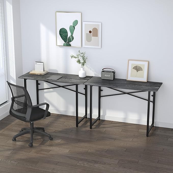 Folding Computer Desk 47 inch Writing Gaming Computer Camping Table, No Assembly Required Home Office Desk, Grey - LeafyLoom