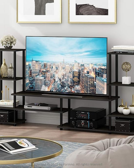FURINNO Turn-N-Tube Grand Entertainment Center, Espresso/Black - LeafyLoom