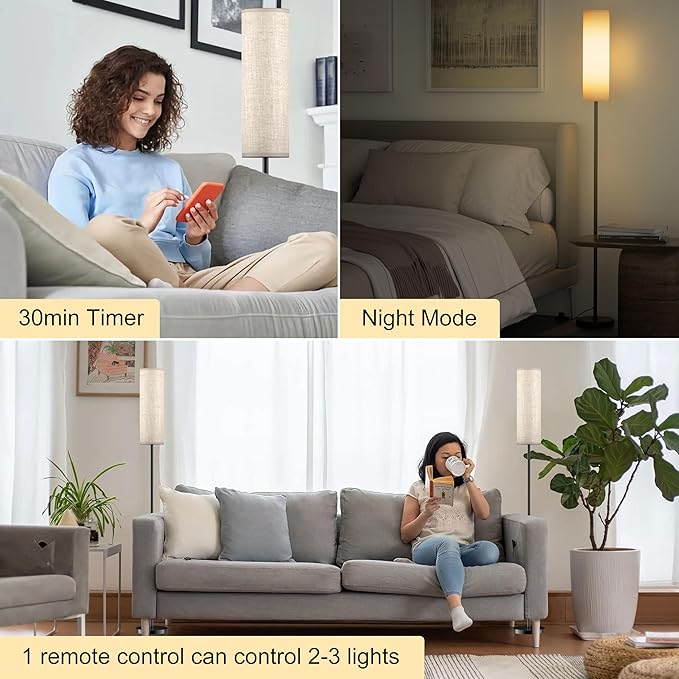 Modern Floor lamp for Living Room Office Standing lamp, 3 Color Tall Lamp Standing lamp with Control Mobile Phone Color dimming, Brightness, Home Floor lamp for Minimalist Floor lamp - LeafyLoom
