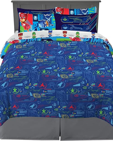 Franco Kids Bedding Super Soft Comforter and Sheet Set with Sham, 7 Piece Full Size, PJ Masks - LeafyLoom