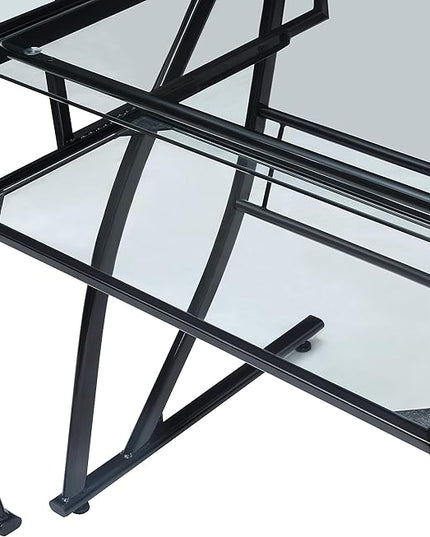 OSP Home Furnishings Constellation L Shaped Home Office Gaming Editing Desk, Black - LeafyLoom