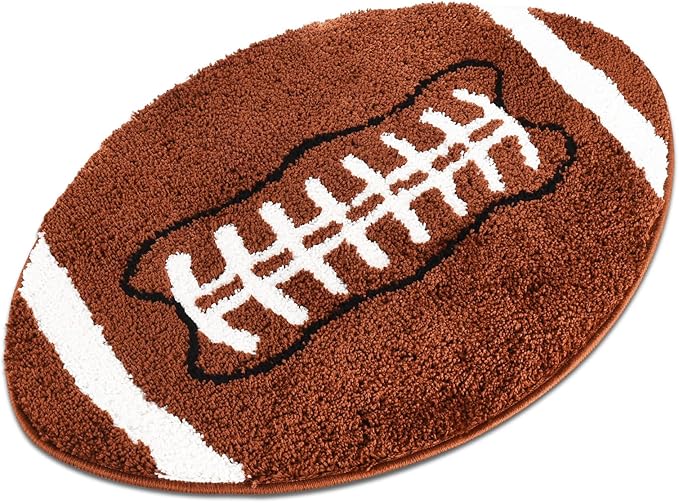 Cool Football Rug for men room decor-32"x 20" Non Slip kid Rug for Aesthetic bathroom & area rugs fun Decor Microfiber Fluffy Rug for y2k Room Decor-Cute Rug - LeafyLoom