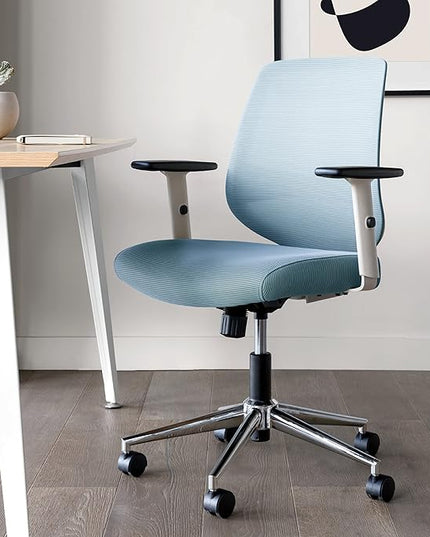 Branch Daily Chair - Computer Office Chair with Swivel, Lumbar Rest, and Adjustable Armrests - Sustainable, Stylish Mesh, & Adjustable Armrests - Comfortable Seating for Improved Posture - Blue - LeafyLoom