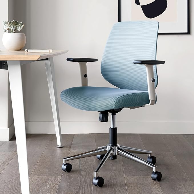 Branch Daily Chair - Computer Office Chair with Swivel, Lumbar Rest, and Adjustable Armrests - Sustainable, Stylish Mesh, & Adjustable Armrests - Comfortable Seating for Improved Posture - Blue - LeafyLoom