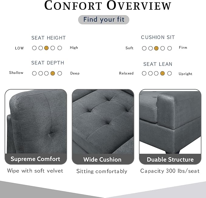 112" Modern L-Shape Sectional Sofa with Reversible Chaise &Storage Ottoman, Velvet Upholstered Couch w/Cup Holder, for Living Room, Apartment, 104 Inch, Dark Gray - LeafyLoom