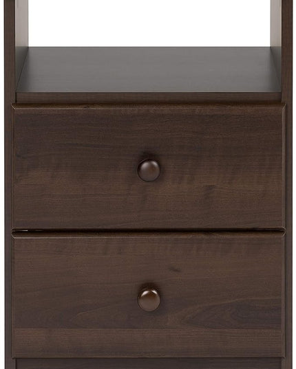 Prepac Astrid Simplistic Nightstand Side Table with 2 Drawers and Open Shelf, Functional Bedside Table 15.5" D x 16" W x 24.5" H, Espresso, EDNH-0402-1 - LeafyLoom