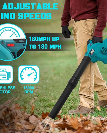 Cordless Leaf Blower for Makita 18V Battery,Electric Jobsite Air Blower with Brushless Motor,6 Variable Speed Up to 180MPH,2-in-1 Handle Electric Blower and Vacuum Cleaner(Only Tools) - LeafyLoom