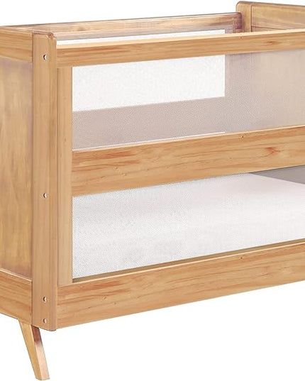 BreathableBaby Breathable Mesh 3-in-1 Convertible Crib (Toddler Bed Kit Sold Separately) — Beech — Two Adjustable Mattress Heights — Greenguard Gold Certified - LeafyLoom