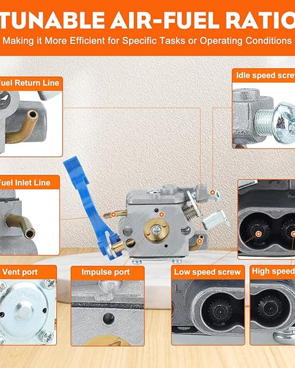 Hipa 125B Carburetor for Husq 125B 125BVX 125BX Jonsered B2126 BV2126 Leaf Blower Replace 545081811 590460102 C1Q-W37 Blower Carburetor Tune Up Kit Parts with 545112101 Filter - LeafyLoom