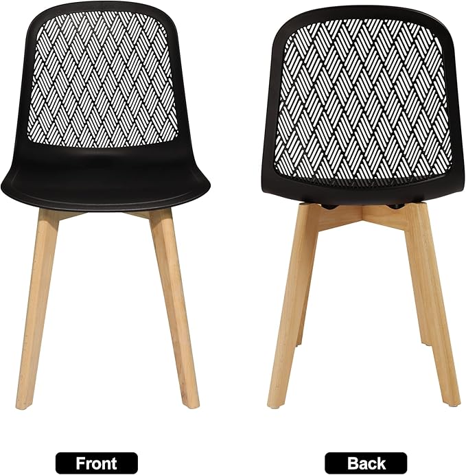 Armless Modern Chairs with Wood Legs for Living, Bedroom, Kitchen,Dining,Lounge Waiting Room, Restaurants, Cafes, Set of 2… - LeafyLoom