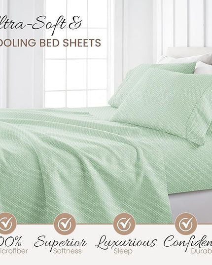 Linen Market 4 Piece Queen Bedding Sheet Set (Jade Urban Arrows) - Sleep Better Than Ever with These Ultra-Soft & Cooling Bed Sheets for Your Queen Size Bed - Deep Pocket Fits 16" Mattress - LeafyLoom