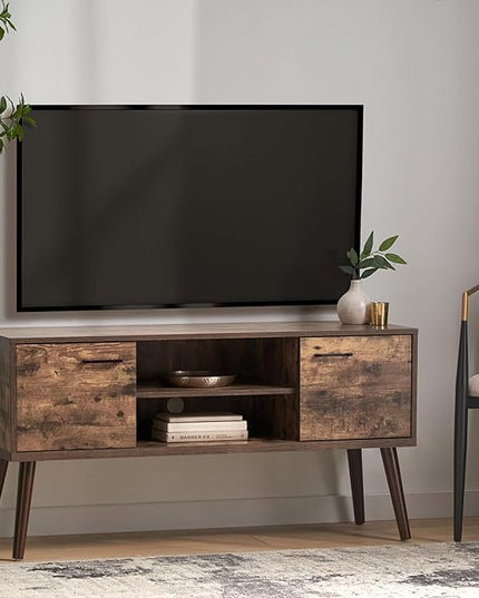 48 Inch Classic Wood TV Stand, Modern Entertainment Center Console Table with 2 Open and 2 Closed Storage Space for Livingroom Bedroom, 48Inch, Old Pine - LeafyLoom