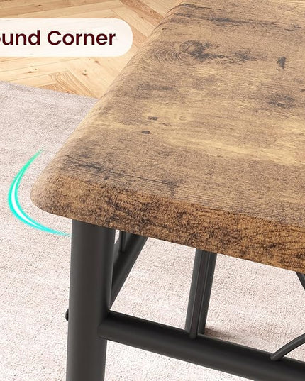 Dining Table Set for 2, 3 Piece Kitchen Table Set with 2 Upholstered Chairs, Square Kitchen Table Set for Small Space, Apartment, Dining Room, Retro Brown - LeafyLoom