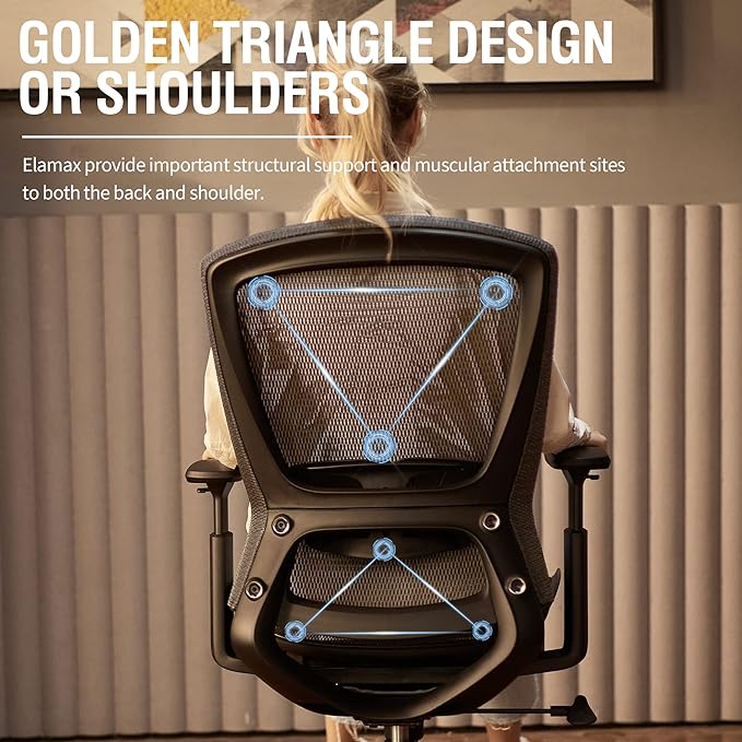 Mesh Office Chair,Ergonomic Computer Desk Chair,Sturdy Task Chair- Adjustable Lumbar Support & Armrests,Tilt Function,Comfort Wide Seat,Swivel Home Office Chair (Grey) - LeafyLoom