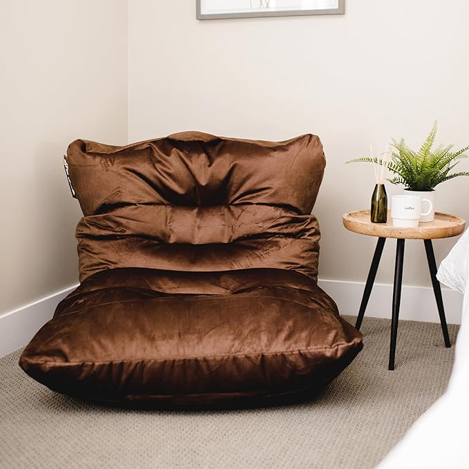 Big Joe Roma Bean Bag Chair, Chocolate Plush, Soft Polyester, 3 feet - LeafyLoom