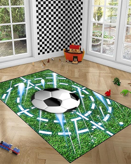 Football Rug for Boys Room - Soccer Rug for Boys Room Football Printed Rug for Kids Room Football Decor for Boys Bedroomsports Ball Doormat for Living Room Bedroom,3'×4' - LeafyLoom