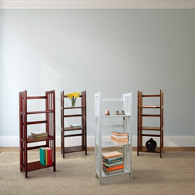 Casual Home 3-Shelf Folding Bookcase (14" Wide)-Walnut - LeafyLoom