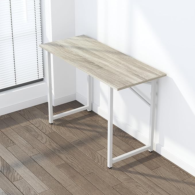 Folding Desk 47 inch No Assembly Required Home Office Table, Writing Gaming Computer Camping Desk, Beige - LeafyLoom