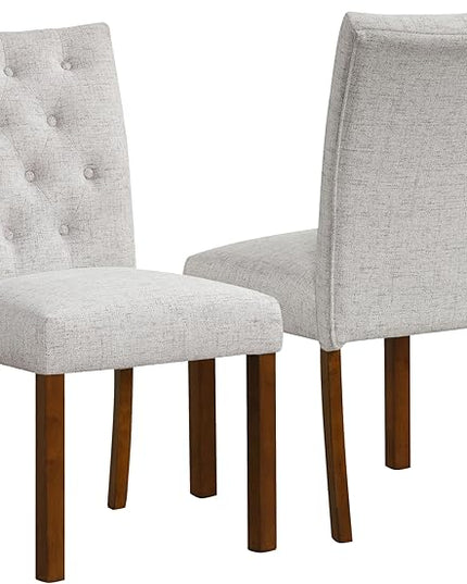 HomePop Classic Parsons Dining Chairs, Pack of 2, Neutral Textured Solid Woven - LeafyLoom