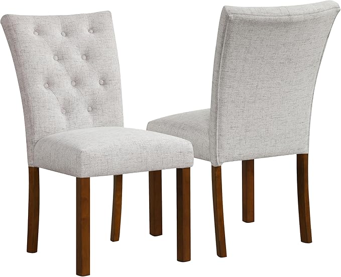 HomePop Classic Parsons Dining Chairs, Pack of 2, Neutral Textured Solid Woven - LeafyLoom