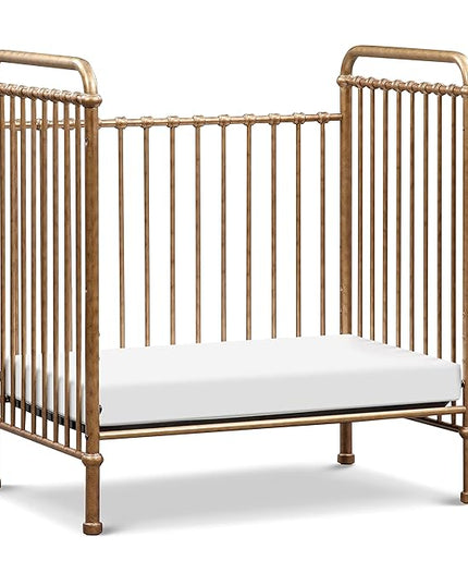 NAMESAKE Abigail 3-in-1 Convertible Mini Metal Crib in Vintage Gold, Greenguard Gold Certified - LeafyLoom