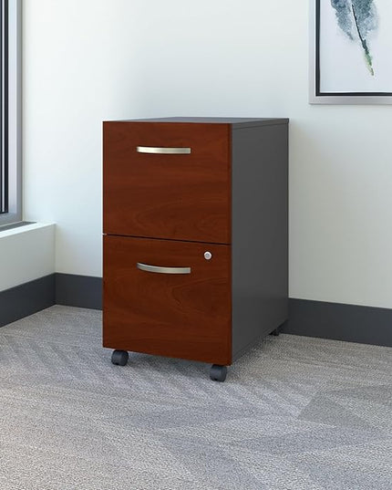 Bush Business Furniture Series C 2 Drawer Rolling File Cabinet in Hansen Cherry - Assembled, Mobile Document Storage for Home or Professional Office - LeafyLoom