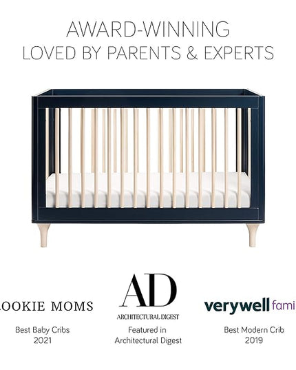 Babyletto Lolly 3-in-1 Convertible Crib with Toddler Bed Conversion Kit in Black and Washed Natural, Greenguard Gold Certified - LeafyLoom
