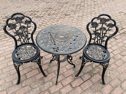 3 Piece Bistro Set,Outdoor Patio Set,Anti-Rust Cast Aluminum Bistro Table Set for Park Yard Front Porch Furniture(Antique Copper) - LeafyLoom