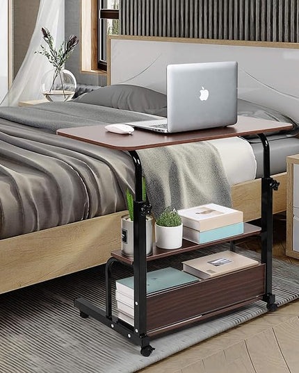 Portable Computer Desk Adjustable Home Office Desk Bedside Universal Movable Table Small Spaces Furniture Storage Convenient Desk Home Office Living Room Sofa Desk Size 15.7 * 31.5 Inch,Pure Brown - LeafyLoom