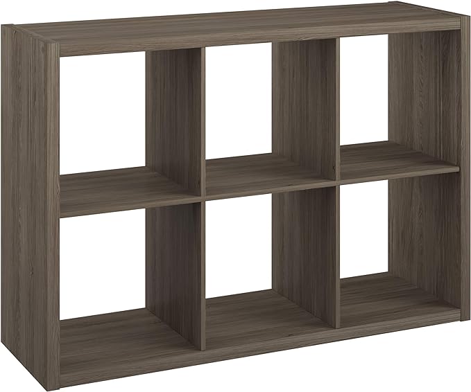 ClosetMaid Decorative 6 Cube Open Display Wood Laminate Versatile Storage Organizer for Indoor Home or Office Spaces, Graphite Gray - LeafyLoom