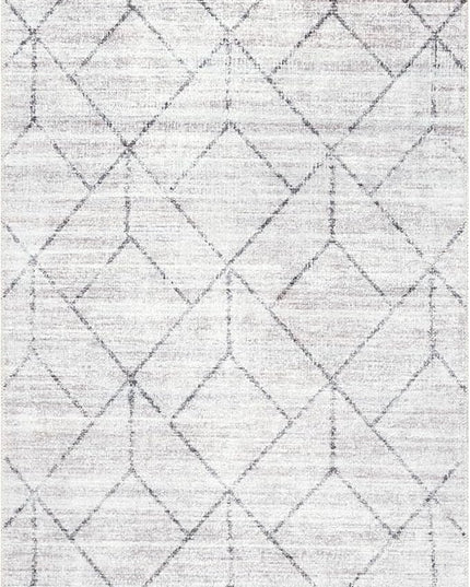 nuLOOM Regan Modern Geometric Machine Washable Ultra Thin Runner Rug, 2' 6" x 8', Light Grey - LeafyLoom