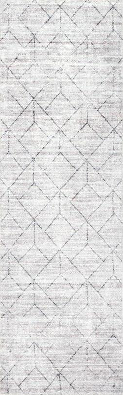 nuLOOM Regan Modern Geometric Machine Washable Ultra Thin Runner Rug, 2' 6" x 8', Light Grey - LeafyLoom