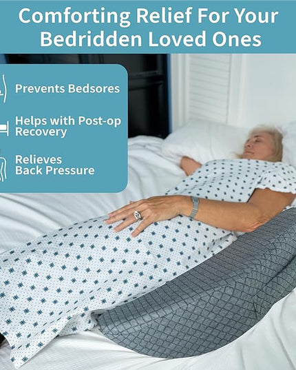Bedsore Positioning Pillow for Bedsore Prevention and Faster Recovery - Heat Regulating Bed Sore Cushion for Butt Lifting and Easy Positioning - 2X Non-Skid Removable Covers (Grey) - LeafyLoom