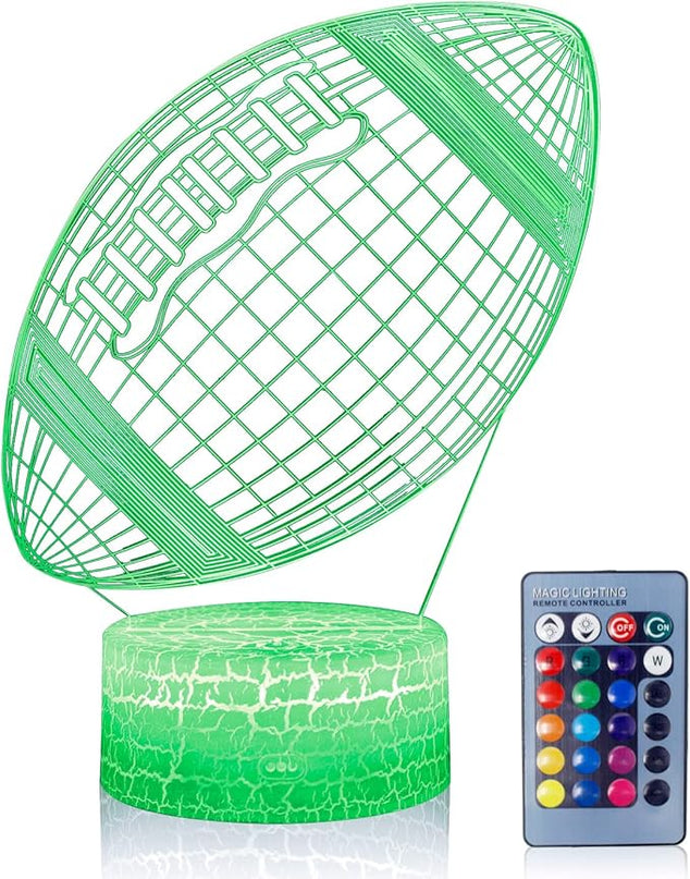 Rugby Night Light,3D Illusion Football Lamp for Kids Sprot Fans with 16 Colors Changing Remote Control&Smart Touch Bedroom Decor Lamp Holiday Xmas Birthday Gift - LeafyLoom
