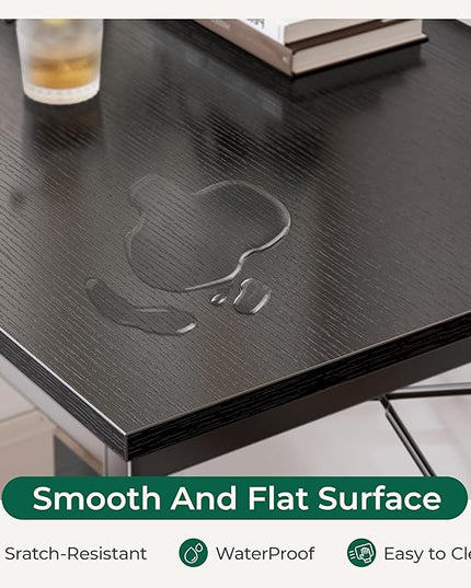 L Shaped Desk, 47 Inches Computer Desk with Reversible Storage Shelves, Gaming Desk, Corner Desk Home Office Desks, Writing Desk Study Desk with Metal Frame, Black - LeafyLoom