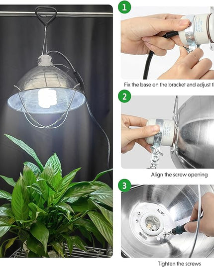 Simple Deluxe Adjustable Clamp Lamp with 10.5" Aluminum Reflector and Bulb Guard, 250W E26 Socket (Bulb Not Included), 6ft 18/2 SJT Cord,Silver - LeafyLoom