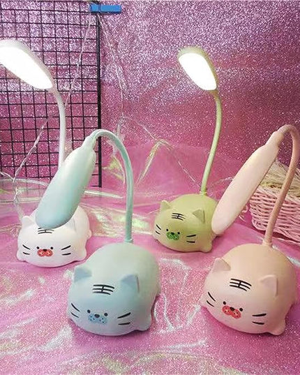 Kids Lamp, Cute LED Desk Lamp for Kids, Mini Animal Night Light, USB Rechargeable Flexible Cartoon Lamp Eye-Care Lighting for Bedroom (Tiger G, Green) - LeafyLoom