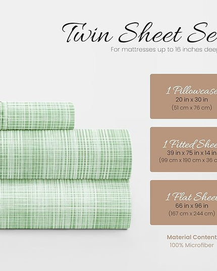 Linen Market 3 Piece Twin Bedding Sheet Set (Forest Thatch) - Sleep Better Than Ever with These Ultra-Soft & Cooling Bed Sheets for Your Twin Size Bed - Deep Pocket Fits 16" Mattress - LeafyLoom