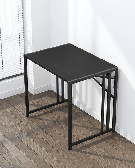 Small Folding Computer Desk 32 inch, Writing Gaming Computer Desk for Small Spaces, No Assembly Required Small Office Desk, Black - LeafyLoom
