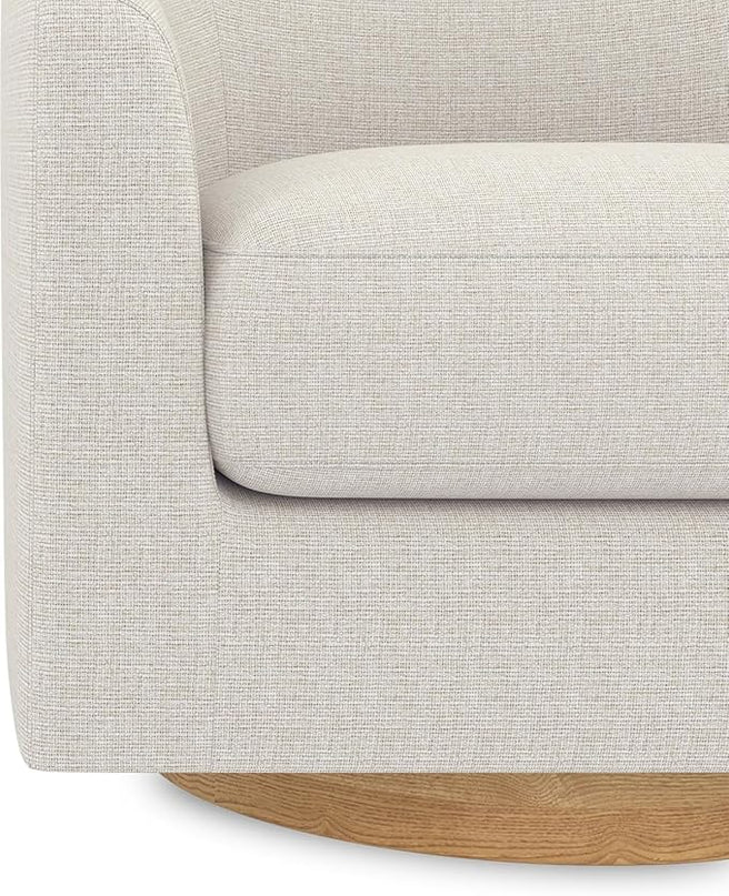 Sunny Heart Swivel Accent Chair, Fabric Swivel Barrel Chair, Swivel Club Chair with Wood Base, Modern Upholstered Armchair, Cozy Chairs for Living Room, Bedroom, Reading - LeafyLoom