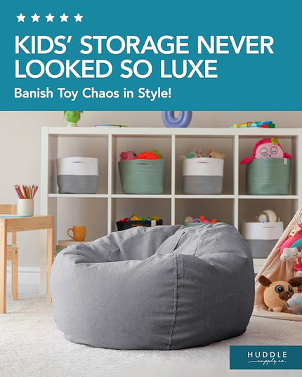 Stuffed Animal Bean Bag Storage (No Filler) - Machine Washable Kids Bean Bag Chair Cover Makes Extra Large Bean Bag Chair Stuff Toys & Soft Items - Stuffed Animal Holder for Kids -Grey Corduroy - LeafyLoom