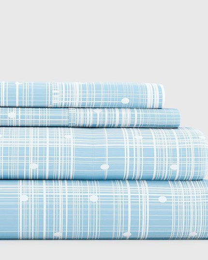 Linen Market 4 Piece California King Bedding Sheets Set (Aqua Polka) - Sleep Better Than Ever with These Ultra-Soft & Cooling Bed Sheets for Your Cal King Size Bed - Deep Pocket Fits 16" Mattress - LeafyLoom