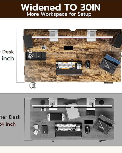Standing Desk with Drawers 63x30 Inches large Standing Desk,Adjustable Height Desk with 4 PU Drawers,Storage Shelvers Sit Stand Up Desk,Home Office Computer Desk(Rustic Brown) - LeafyLoom